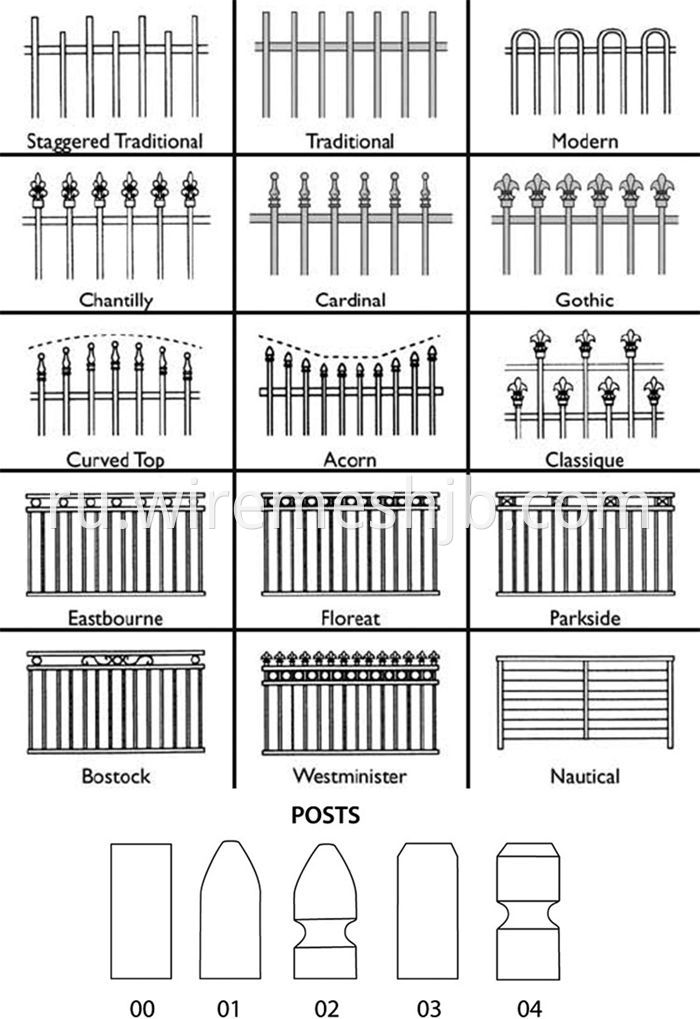 Black Color Zinc Steel Wrought Iron Fence